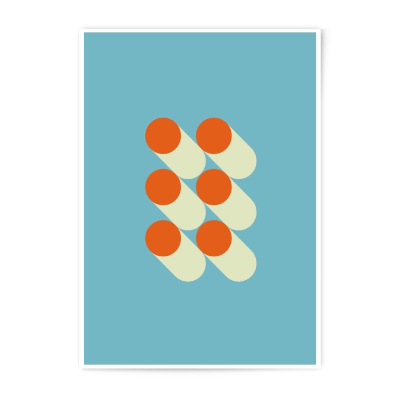 Geometric Photographic Print, Abstract Art Print, Modern Wall Decor, Orange and Blue Art, Minimalist Design, Circle and Cylinder Shapes - Tawshia