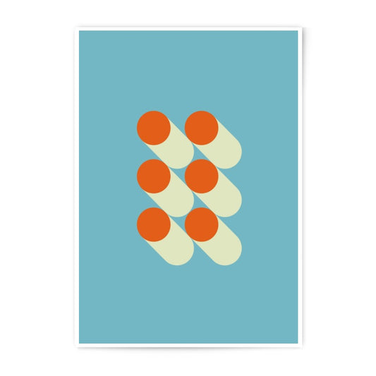 Geometric Photographic Print, Abstract Art Print, Modern Wall Decor, Orange and Blue Art, Minimalist Design, Circle and Cylinder Shapes - Tawshia