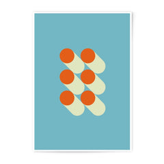 Geometric Photographic Print, Abstract Art Print, Modern Wall Decor, Orange and Blue Art, Minimalist Design, Circle and Cylinder Shapes - Tawshia