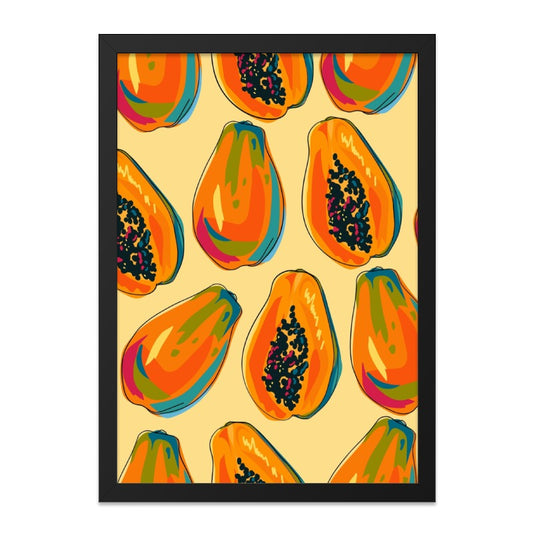 Papaya Wall Art Print, Tropical Fruit Decor, Kitchen Wall Art, Colorful Food Art, Modern Papaya Art Print, Exotic Fruit Print - Tawshia