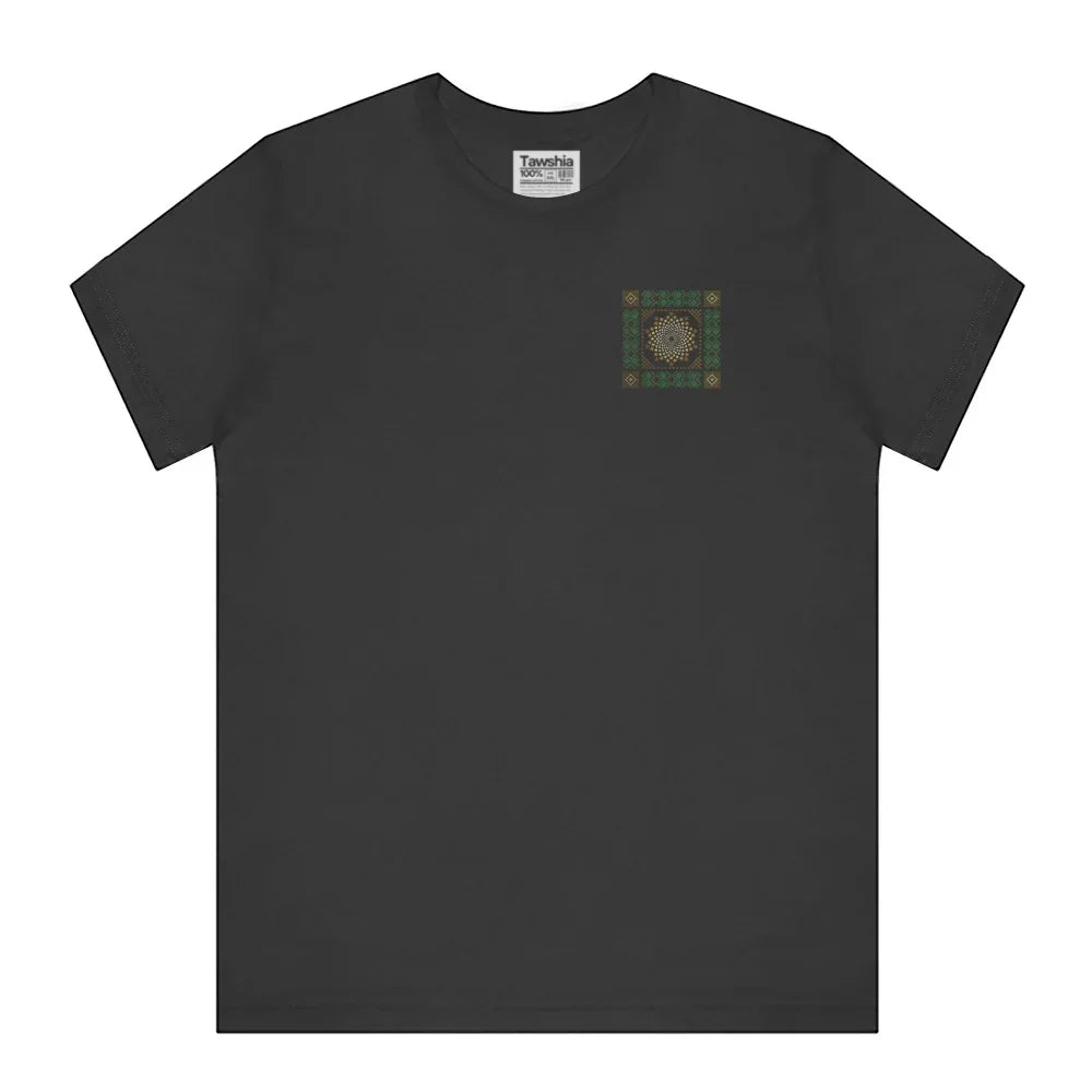 Black Graphic Tee with Intricate Square Design product type