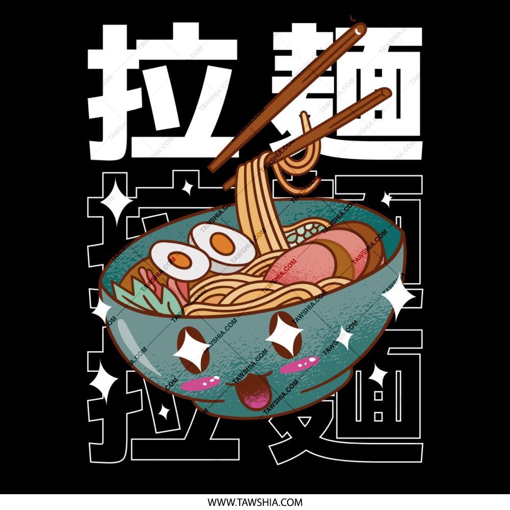 Cute Noodle Bowl Art with Chopsticks Illustration product