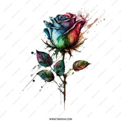 Watercolor Rainbow Rose Mug, Unique Floral Art Mug, Colorful Rose Gift Mug, Flower Coffee Cup, Artistic Rose Design Tea Mug, Rainbow Rose - Tawshia