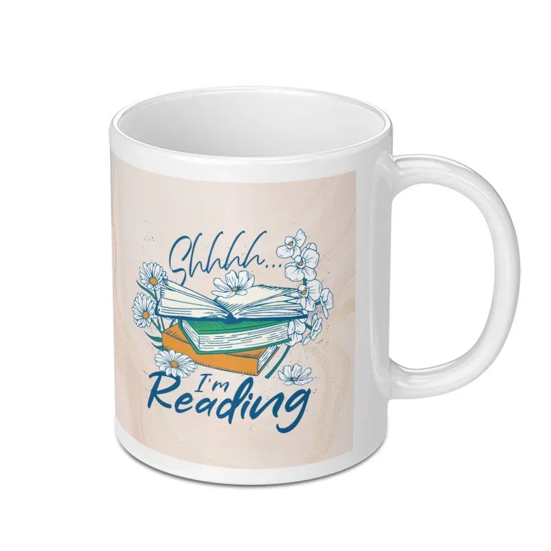 Shhh I'm Reading Artistic Design Ceramic Coffee Mug product