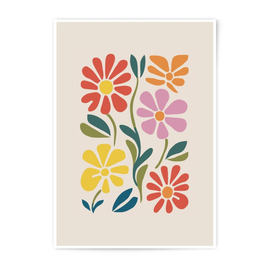 Floral Photographic Print, Retro Flower Art Print, Colorful Flower Wall Art, 70s Decor, Botanical Print, Flower Power Art, Home Decor - Tawshia