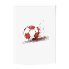 Red Soccer Ball Photographic Print, Sports Art, Soccer Gift, Home Decor, Wall Art, Sketch Art Print, Soccer Fan Gift - Tawshia