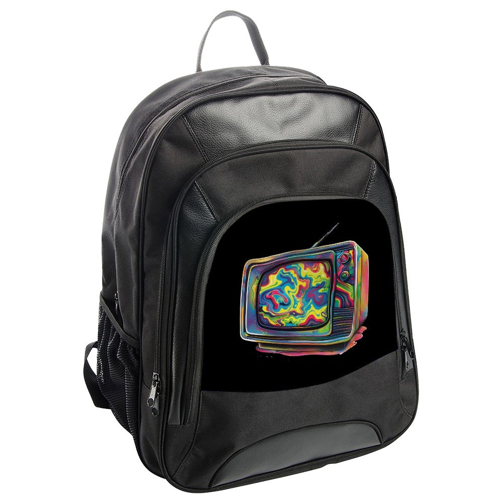 Psychedelic TV Backpack, Retro Television Art, Trippy Design, Colorful Backpack, Unique Art Backpack, Trendy Backpack - Tawshia