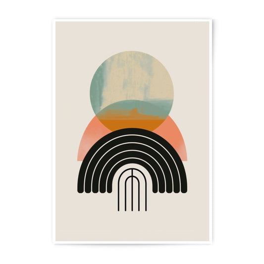 Abstract Geometric Photographic Print, Modern Art Print, Boho Wall Decor, Circle Rainbow Art, Home Decor, Minimalist Design - Tawshia
