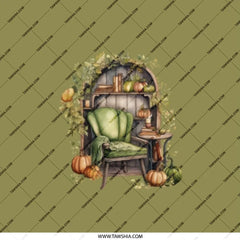 Autumnal Reading Nook Pocket Mirror, Cozy Fall Decor, Book Lover Gift, Pumpkin Pocket Mirror, Aesthetic Pocket Mirror, Compact Mirror - Tawshia