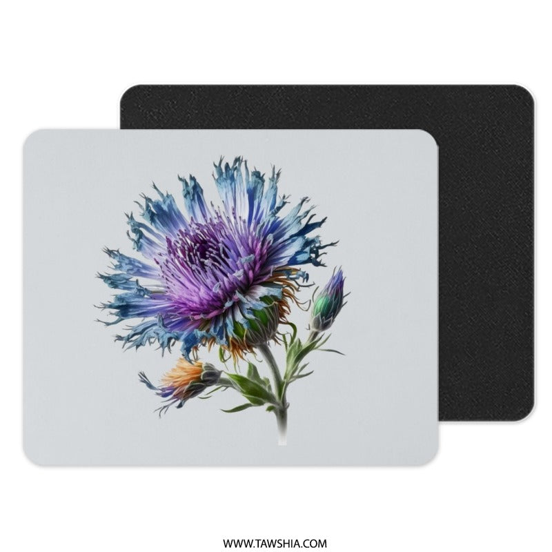Floral Mouse Pad, Cornflower Mousepad, Purple Blue Flower, Nature Lover Gift, Unique Desk Accessory, Beautiful Floral Art - Tawshia