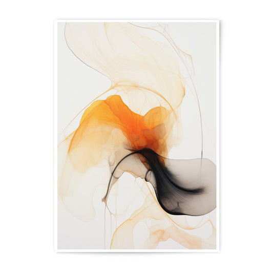 Abstract Ink Photographic Print, Modern Wall Art Decor, Fluid Art Photo Print, Orange and Black Abstract Painting Print, Home Decor Artwork - Tawshia