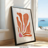 Abstract Floral Wall Art, Orange and Pink Print, Modern Home Decor, Minimalist Art, Botanical Illustration, Wall Hanging, Framed Art - Tawshia