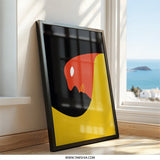 Abstract Bird Wall Art, Modern Geometric Print, Red Yellow Black Art, Unique Home Decor, Contemporary Art Print, Minimalist Wall Decor - Tawshia