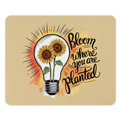 Bloom Where You Are Planted Mouse Pad, Sunflower Lightbulb, Inspirational Quote, Desk Decor, Office Gift - Tawshia