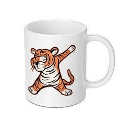 Dabbing Tiger Cartoon Humor White Coffee Mug Product