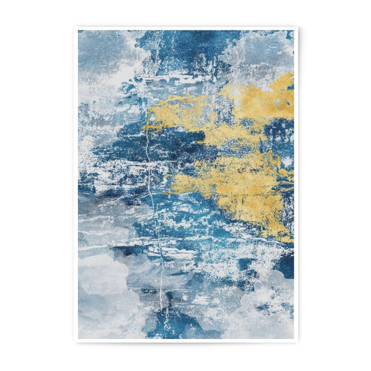 Abstract Art Photographic Print, Blue and Gold Wall Decor, Modern Art Print, Contemporary Home Decor, Unique Art for Living Room - Tawshia
