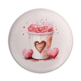 Watercolor Latte Pinback Button, Heart Coffee Button, Valentine Pin Badge, Cute Coffee Lover Gift, Kawaii Button, Trendy Aesthetic Pins - Tawshia