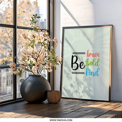 Be Brave Bold Kind Wall Art, Motivational Print, Inspirational Quote, Positive Affirmation, Home Decor, Kids Room Art - Tawshia