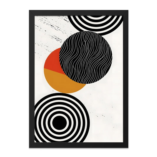Abstract Circles Wall Art, Geometric Print, Modern Home Decor, Minimalist Art, Trendy Wall Art, Black and Orange Circle Design - Tawshia