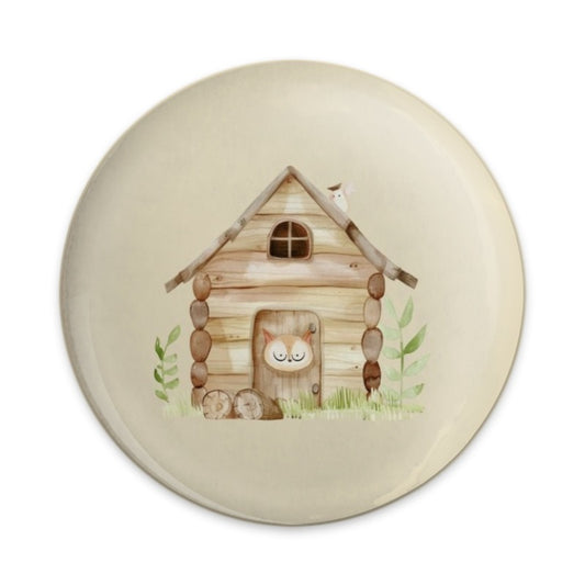 Watercolor Cabin Pinback Button, Cute Animal House Badge, Cozy Woodland Cottage Button, Unique Gift Idea, Rustic Decor Pinback Button - Tawshia
