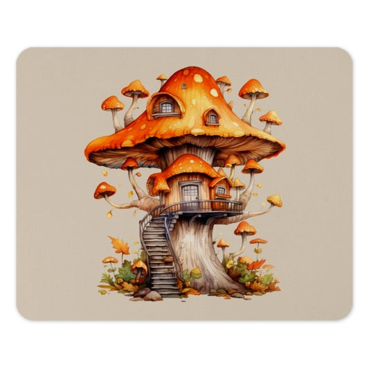 Mushroom House Mouse Pad, Fantasy Cottagecore Desk Decor, Whimsical Mushroom Art, Unique Desk Accessory, Cute Mousepad - Tawshia