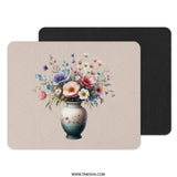 Floral Mousepad, Vase of Flowers, Cute Desk Decor, Floral Office Decor, Pastel Flowers Mouse Pad, Elegant Mousepad, Flower Lover Gift - Tawshia