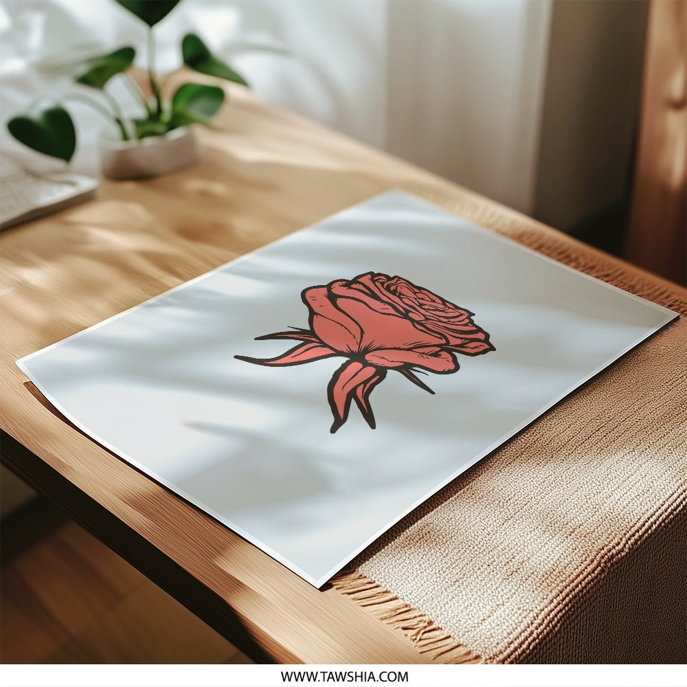 Red Rose Photographic Prints, Floral Wall Decor, Flower Art Print, Botanical Art, Minimalist Art Print, Home Decor, Gift Idea, Wall Art - Tawshia