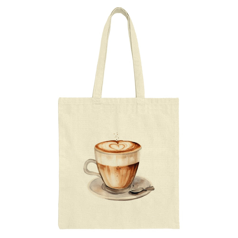 Latte Art Tote Bag, Coffee Lover Gift, Watercolor Coffee Cup Design, Aesthetic Tote, Unique Bags, Cute Everyday Bag, Coffee Heart - Tawshia
