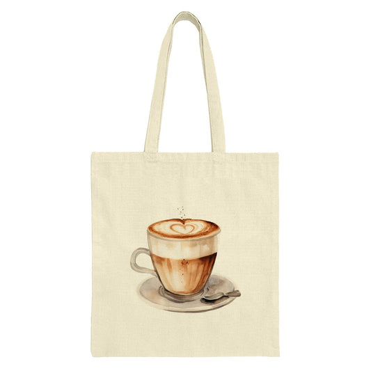 Latte Art Tote Bag, Coffee Lover Gift, Watercolor Coffee Cup Design, Aesthetic Tote, Unique Bags, Cute Everyday Bag, Coffee Heart - Tawshia