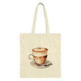 Latte Art Tote Bag, Coffee Lover Gift, Watercolor Coffee Cup Design, Aesthetic Tote, Unique Bags, Cute Everyday Bag, Coffee Heart - Tawshia