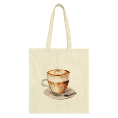 Latte Art Tote Bag, Coffee Lover Gift, Watercolor Coffee Cup Design, Aesthetic Tote, Unique Bags, Cute Everyday Bag, Coffee Heart - Tawshia