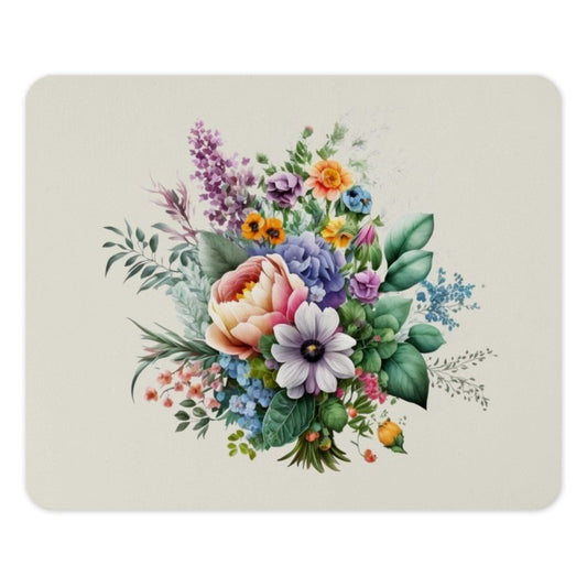 Floral Bouquet Mouse Pad, Watercolor Flowers Desk Accessory, Botanical Art Mousepad, Colorful Floral Design, Cute Mouse Pads, Desk Decor - Tawshia