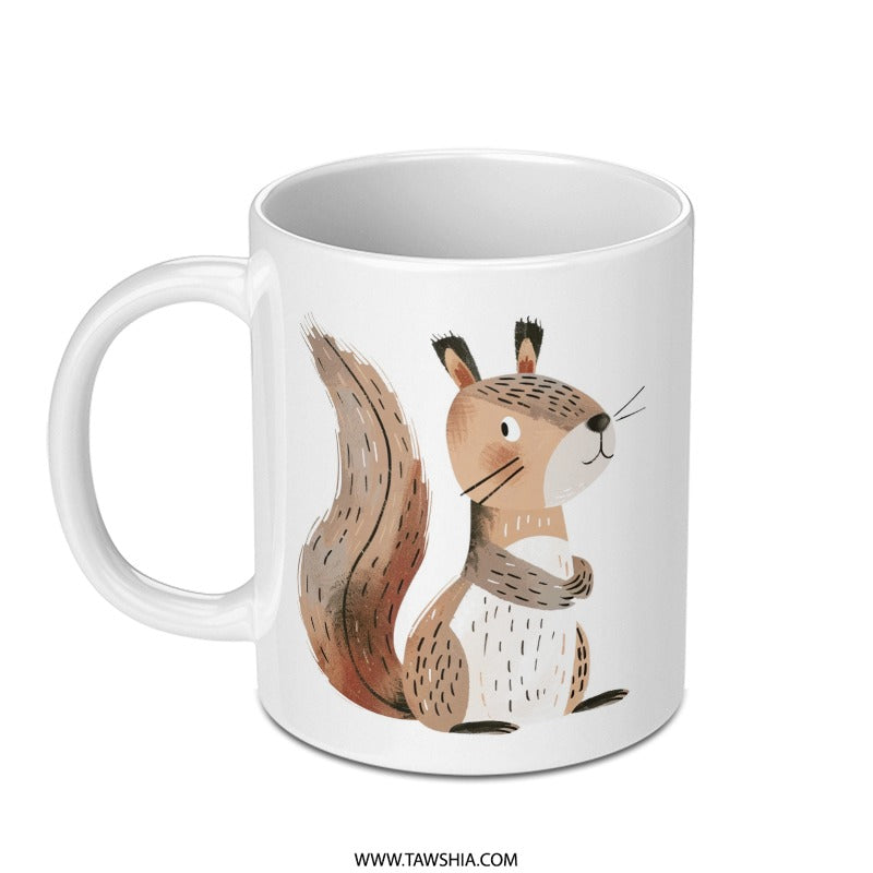 Cute Squirrel Mug, Animal Lover Gift, Forest Creature Coffee Cup, Illustrated Mug, Whimsical Home Decor, Unique Tea Mug - Tawshia