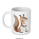 Cute Squirrel Mug, Animal Lover Gift, Forest Creature Coffee Cup, Illustrated Mug, Whimsical Home Decor, Unique Tea Mug - Tawshia