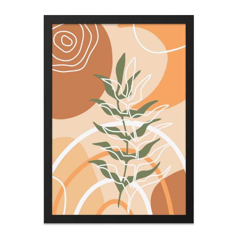 Abstract Botanical Wall Art, Boho Leaf Print, Modern Home Decor, Neutral Tones Art, Framed Art Print, Minimalist Artwork - Tawshia