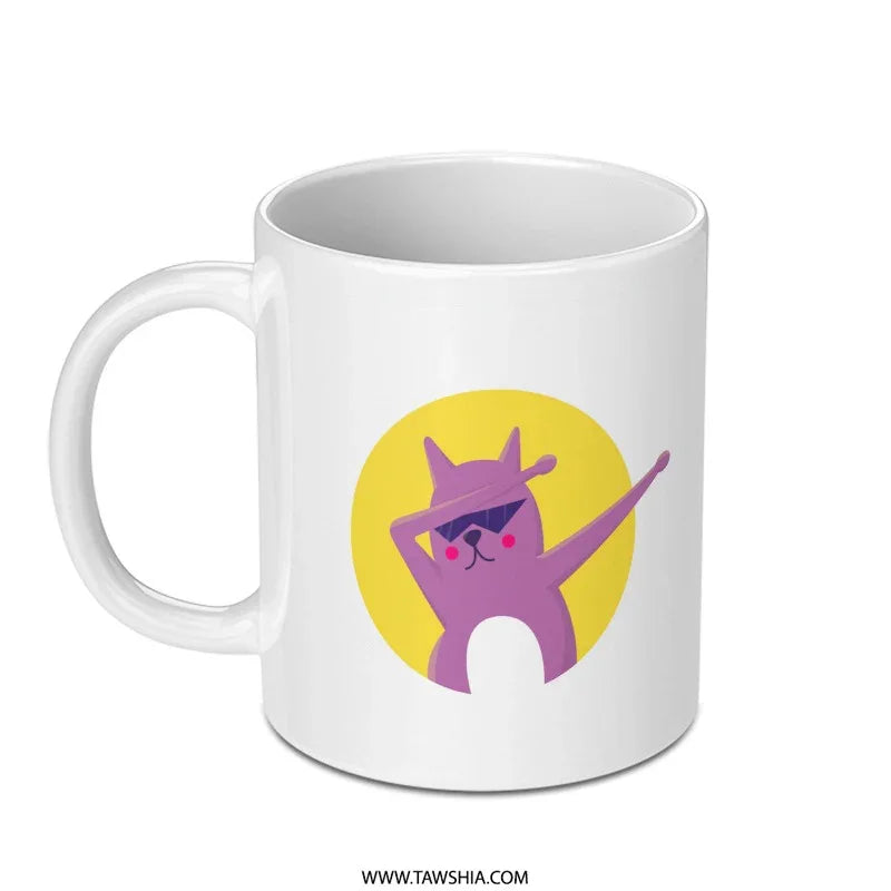 Cool Cat Dab Design on White Background Mug product