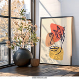 Abstract Face Wall Art, Modern Art Print, Minimalist Line Art, Boho Wall Decor, Contemporary Art Poster, Home Decor Gift, Framed Wall Art - Tawshia