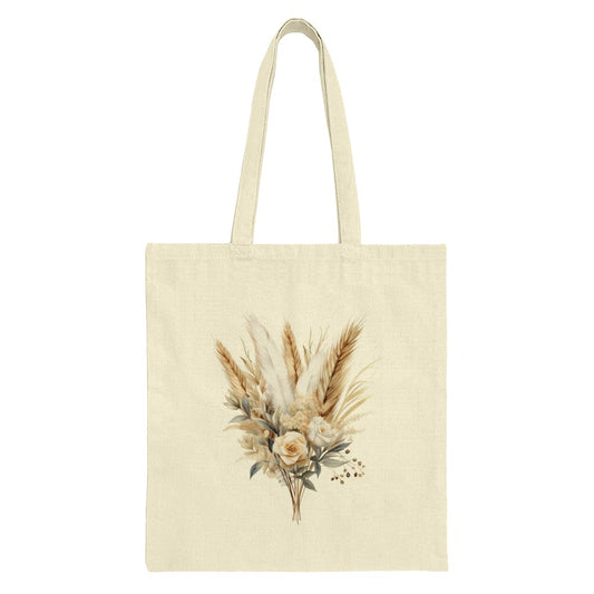 Boho Floral Tote Bag, Neutral Bouquet, Elegant Design, Everyday Bag, Trendy Gift, Stylish Eco Bag, Canvas Tote - Tawshia