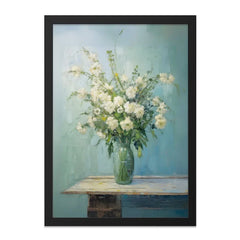 White Flowers Wall Art, Floral Still Life Print, Botanical Home Decor, Flower Arrangement Art, Elegant Wall Hanging, Gallery Wall Art - Tawshia