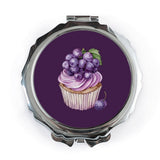 Grapes Cupcake Pocket Mirror, Cute Food Art Makeup Mirror, Unique Gift Idea, Purple Theme Pocket Mirror, Sweet Treat Pocket Mirror - Tawshia