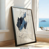 Abstract Strokes Wall Art, Modern Art Print, Blue Black Painting, Contemporary Home Decor, Geometric Wall Decor, Framed Art - Tawshia