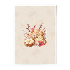 Floral Cookie Photographic Prints, Heart Cookies Decor, Decorative Cookie Print, Sweet Treat Art, Kitchen Wall Decor - Tawshia
