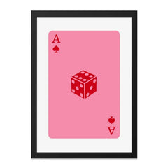 Ace of Spades Dice Wall Art, Pink Card Art Print, Lucky Gaming Decor, Modern Minimalist Wall Hanging, Casino Theme Art - Tawshia