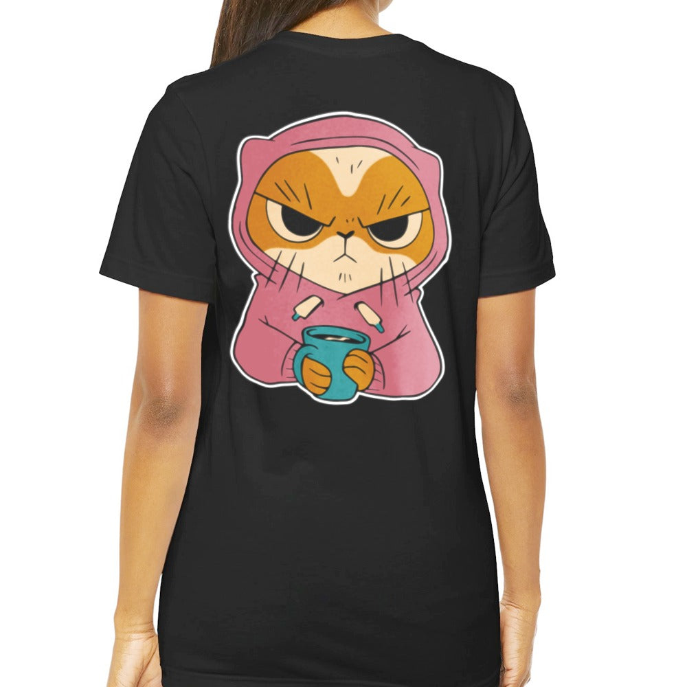 Grumpy Cat in Hood Holding Mug Illustration T-shirt product