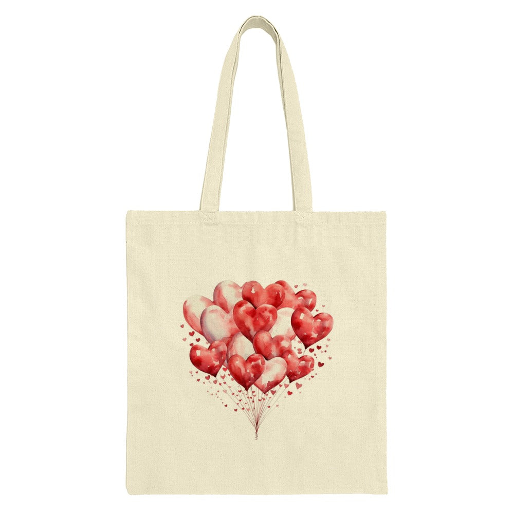 Heart Balloons Tote Bag, Love Gift, Romantic Present, Valentine's Day Shopping Bag, Anniversary Gift, Everyday Carry - Tawshia