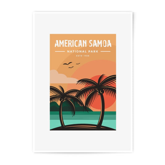 American Samoa Photographic Print, National Park Art, Palm Tree Sunset, Travel Poster Print, Island Wall Decor, Vacation Gift Idea - Tawshia