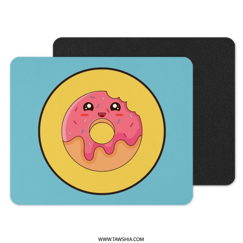 Cute Donut Mouse Pad, Kawaii Food Art, Pink Sprinkles, Sweet Treat Office Decor, Funny Desk Accessory, Gift Idea, Gaming Pads - Tawshia