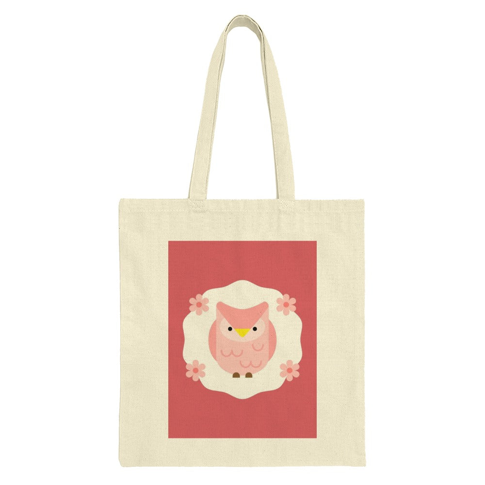 Pink Owl Tote Bag, Cute Bird Gift, Floral Tote, Trendy Owl Design, Stylish Tote Bag, Everyday Bag, Reusable Shopping Bag, Gift Idea - Tawshia