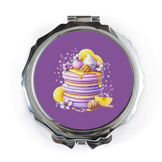 Pancake Pocket Mirror, Purple Aesthetic Mirror, Lemon Honey Pocket Mirror, Food Lover Gift, Floral Pocket Mirror, Makeup Mirror, Cute Mirror - Tawshia