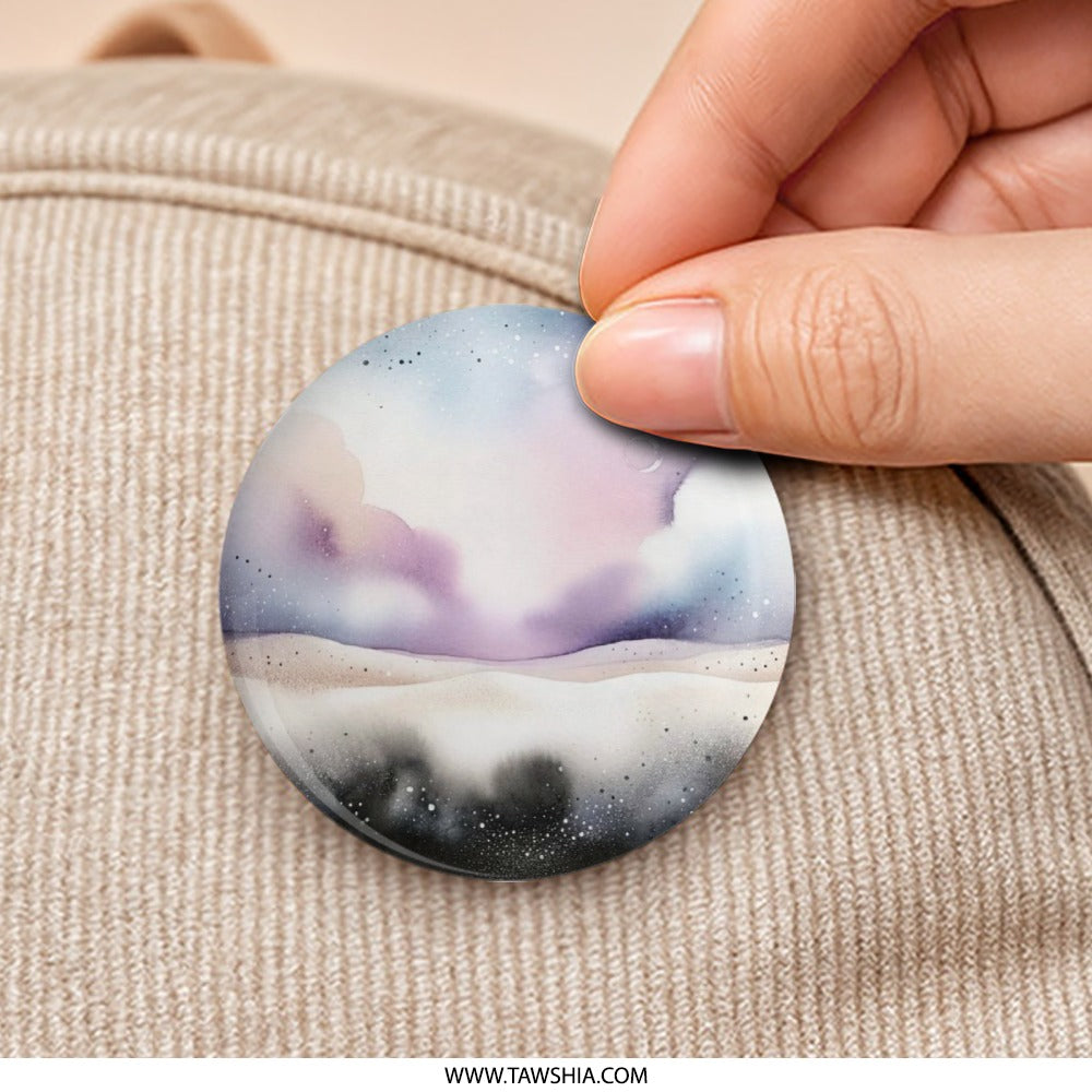 Watercolor Sky Pinback Button, Aesthetic Clouds Button, Galaxy Landscape Button, Dreamy Space Button, Pastel Colors Button - Tawshia
